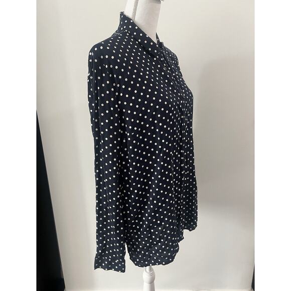 NEW H&M Divided Blue Polka Dot Long Sleeve Button Up Shirt Sz 14 - Picture 5 of 6